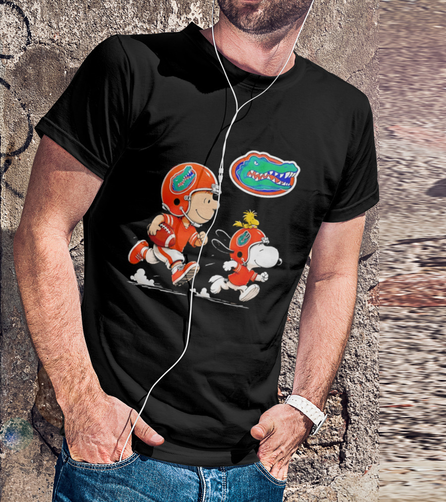 Charlie Brown Snoopy Florida Gators Football Running Kids T-Shirt