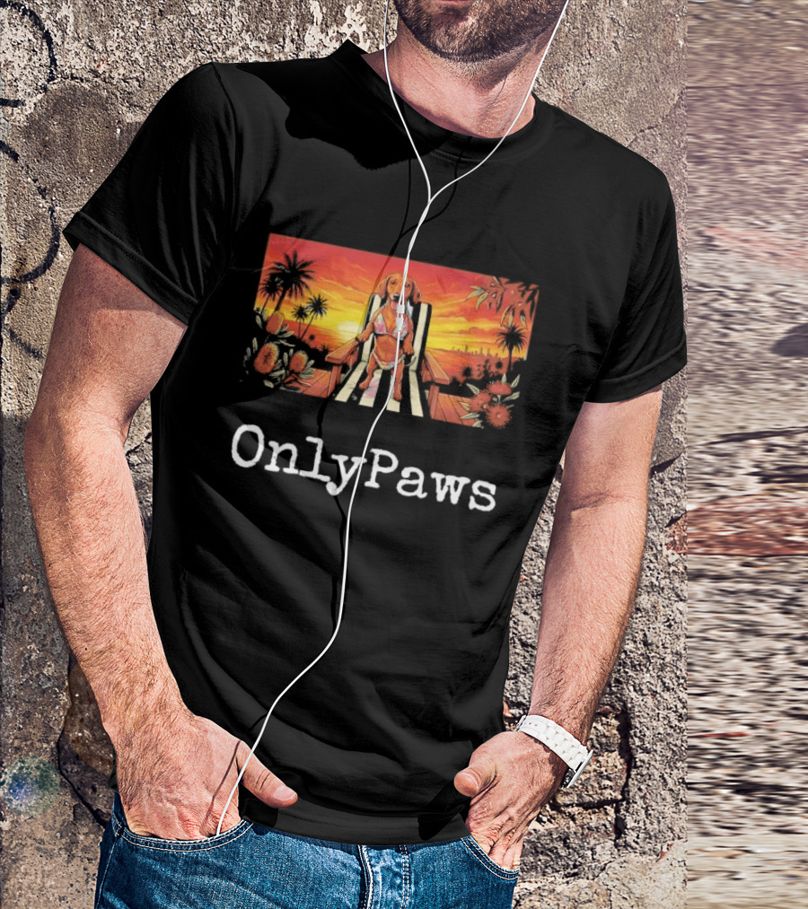 Beach Vibes Dachshund OnlyPaws Sunset Scene T-Shirt