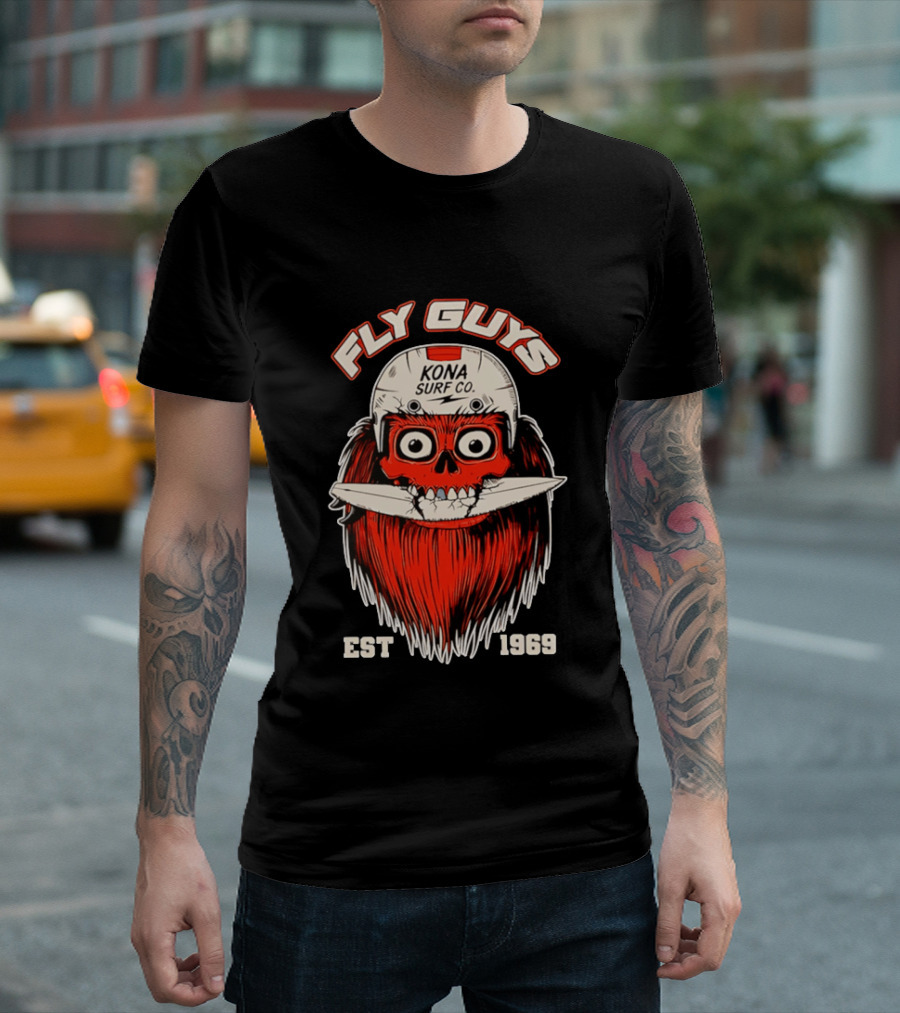 Fly Guys Kona Surf Co Est 1969 Skull Surfboard Helmet T-Shirt