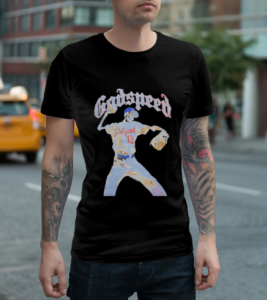 Godspeed Skeleton 13 Pitching Baseball Chicago Cubs T-Shirt