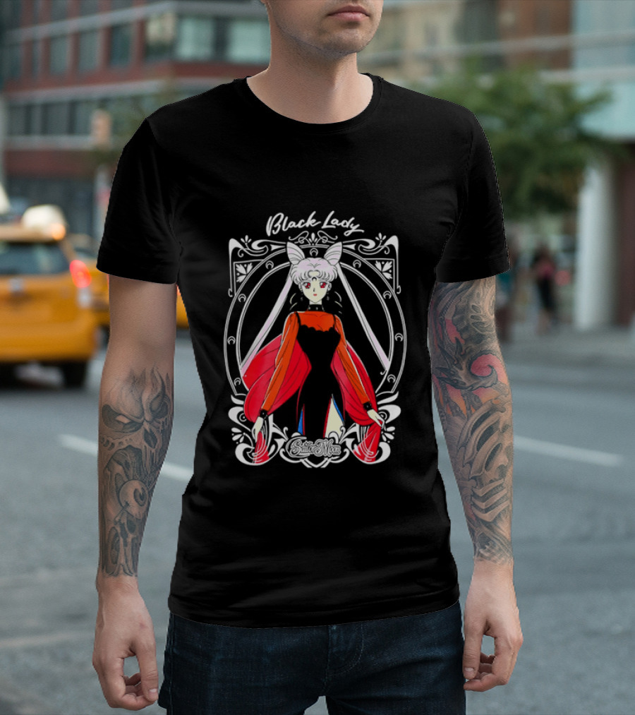 Black Lady Sailor Moon Anime Character Art Nouveau T-Shirt
