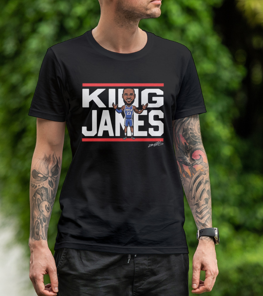 Philadelphia 76ers LeBron James 23 NBA King James Caricature T-Shirt
