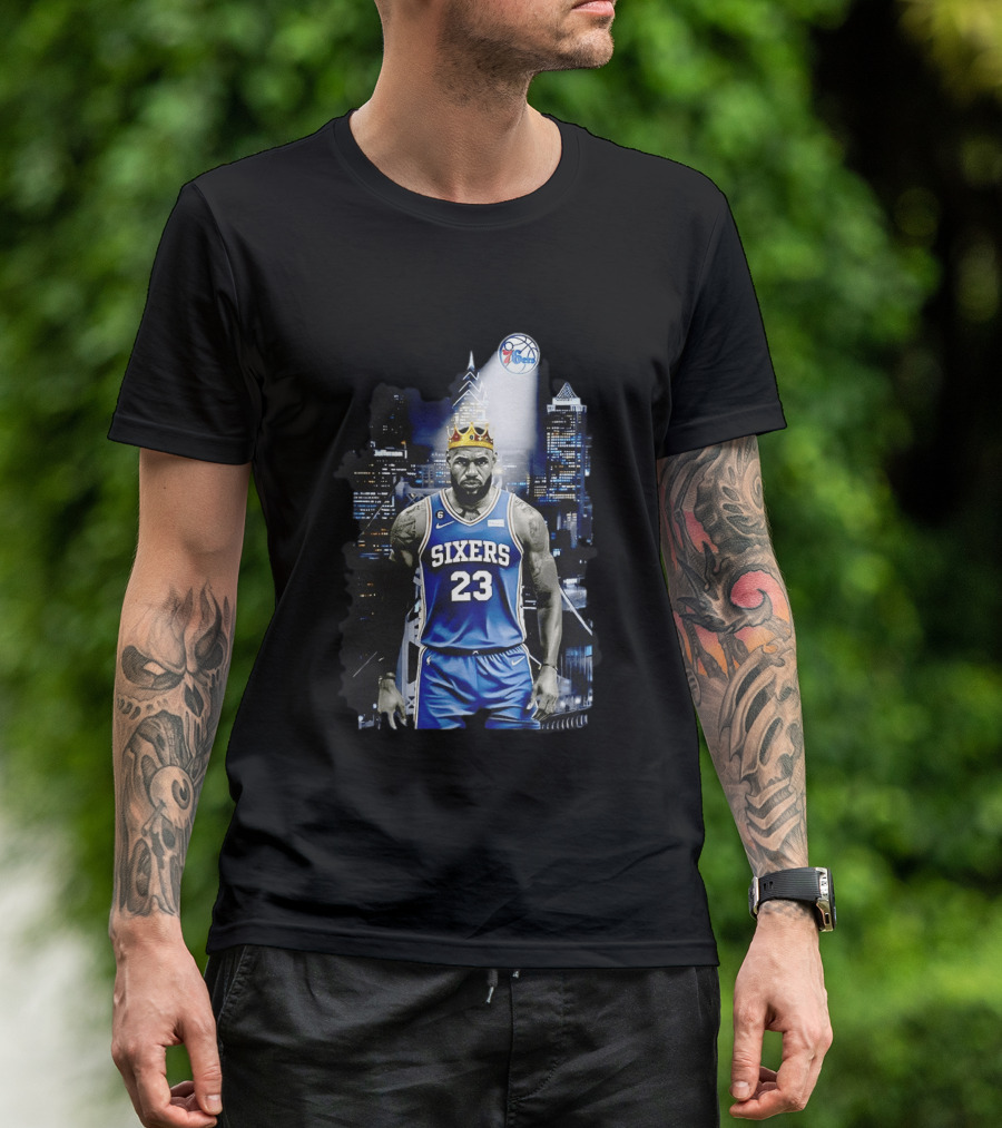 Philadelphia 76ers LeBron James NBA Sixers 23 Jersey With Crown And City T-Shirt