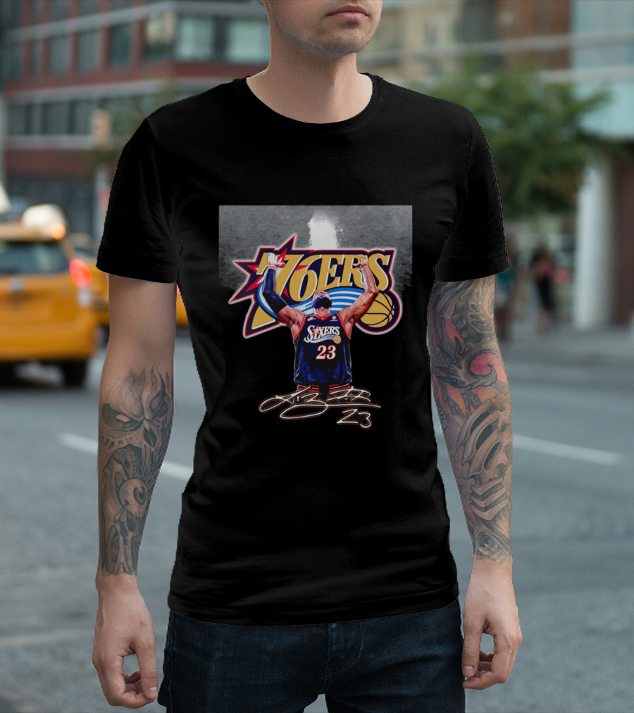 Philadelphia 76ers LeBron James Number 23 Basketball Celebration T-Shirt