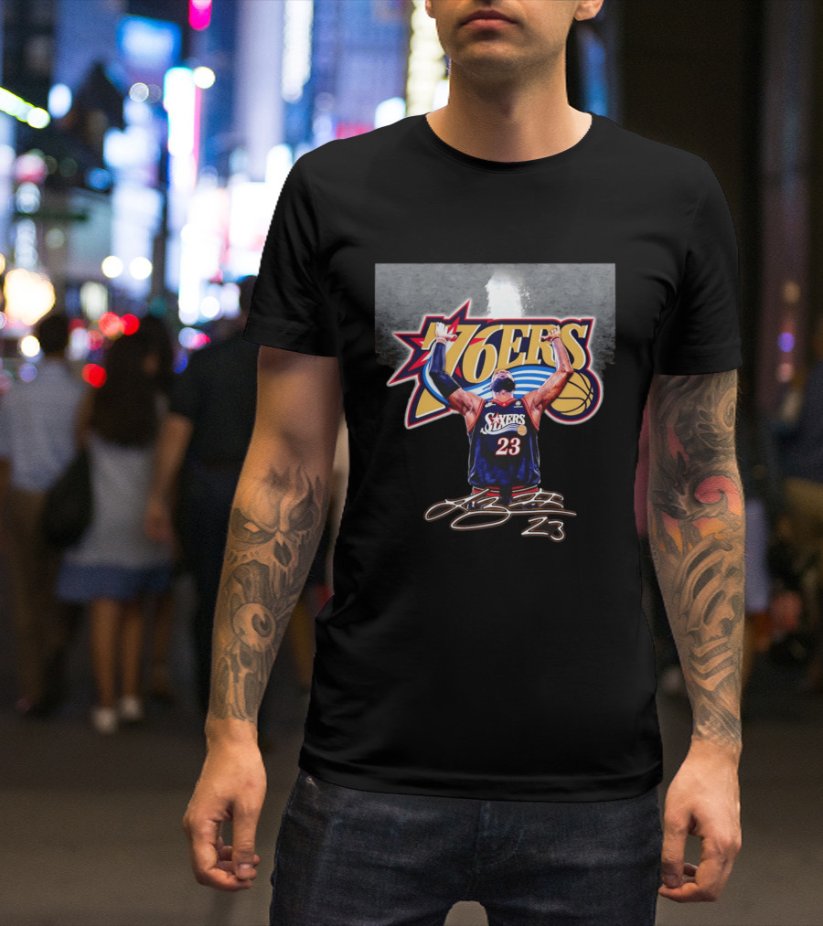 Philadelphia 76ers LeBron James Number 23 Basketball Celebration T-Shirt