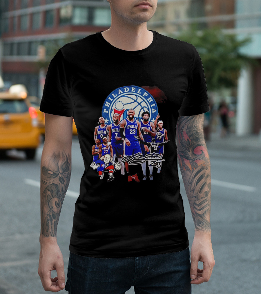 Philadelphia 76ers LeBron James 23 Phila Basketball Team Collage T-Shirt