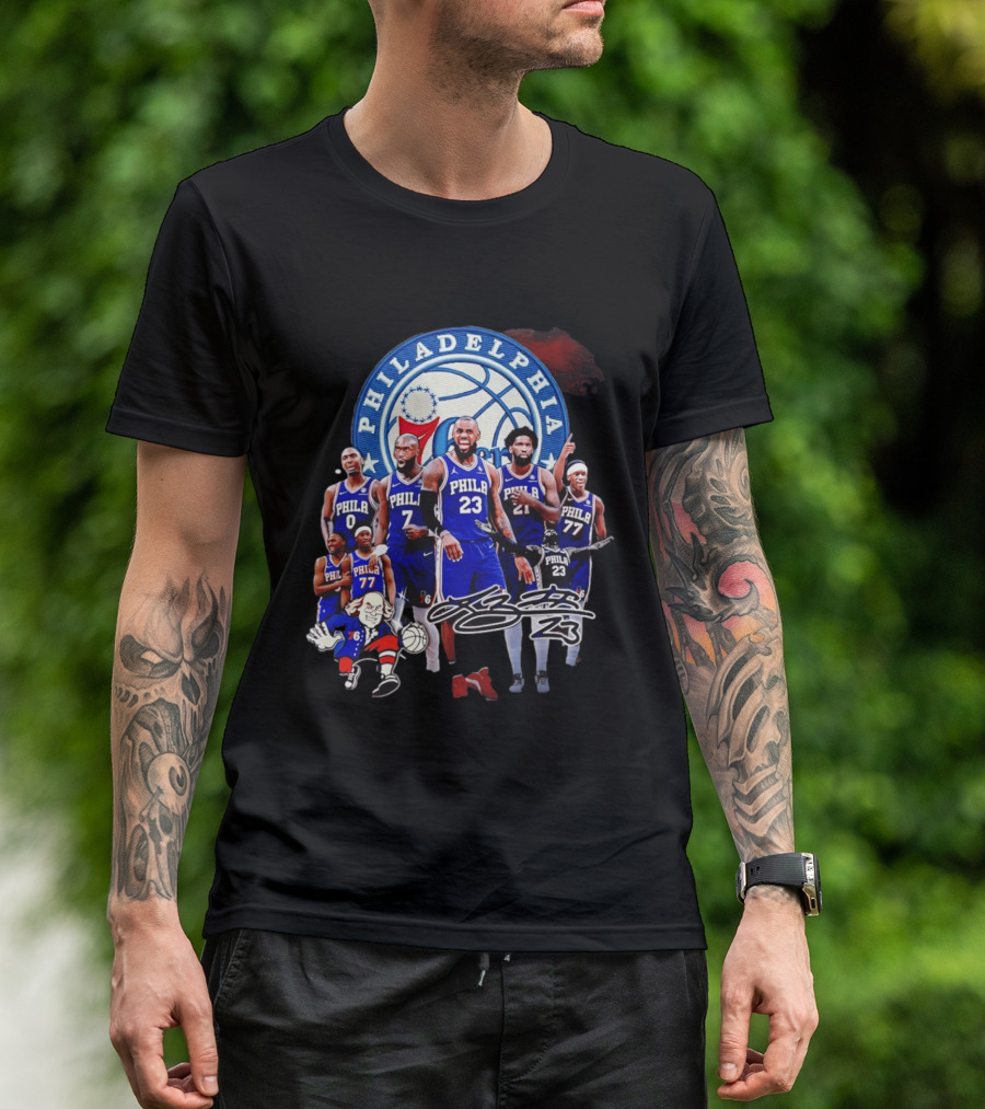Philadelphia 76ers LeBron James 23 Phila Basketball Team Collage T-Shirt