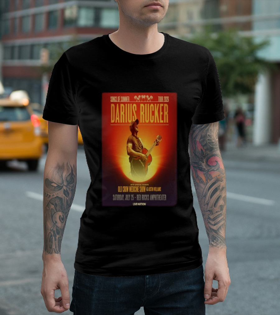 Songs Of Summer Tour 2026 Darius Rucker With Old Crow Medicine Show And Austin Williams Live At Red Rocks Amphitheater July 25 T-Shirt