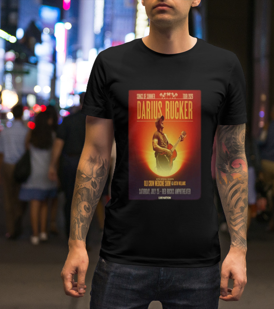 Songs Of Summer Tour 2026 Darius Rucker With Old Crow Medicine Show And Austin Williams Live At Red Rocks Amphitheater July 25 T-Shirt