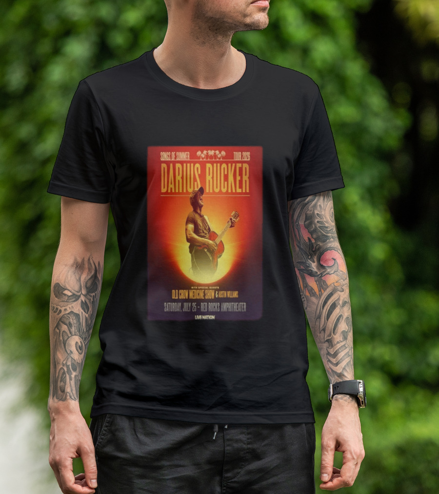Songs Of Summer Tour 2026 Darius Rucker With Old Crow Medicine Show And Austin Williams Live At Red Rocks Amphitheater July 25 T-Shirt