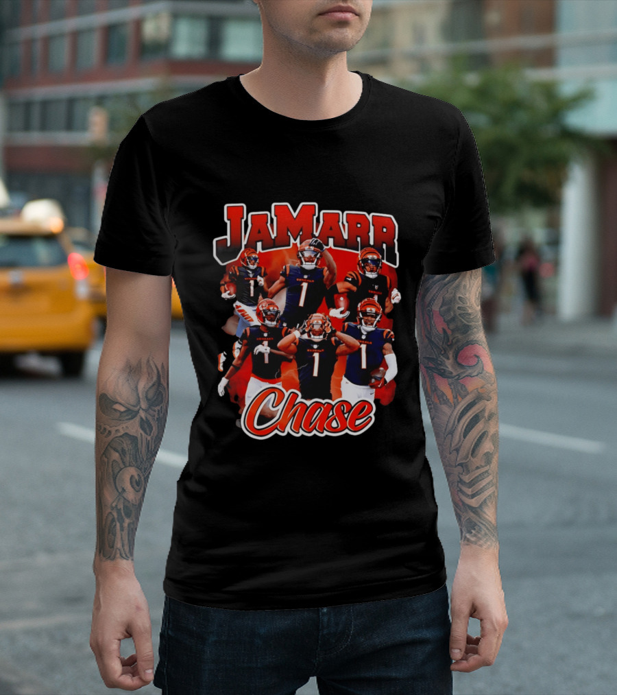 Ja'Marr Chase Cincinnati Bengals Collage Player 1 NFL Football Star T-Shirt