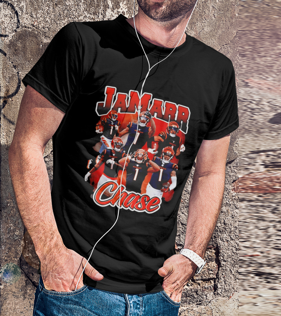 Ja'Marr Chase Cincinnati Bengals Collage Player 1 NFL Football Star T-Shirt