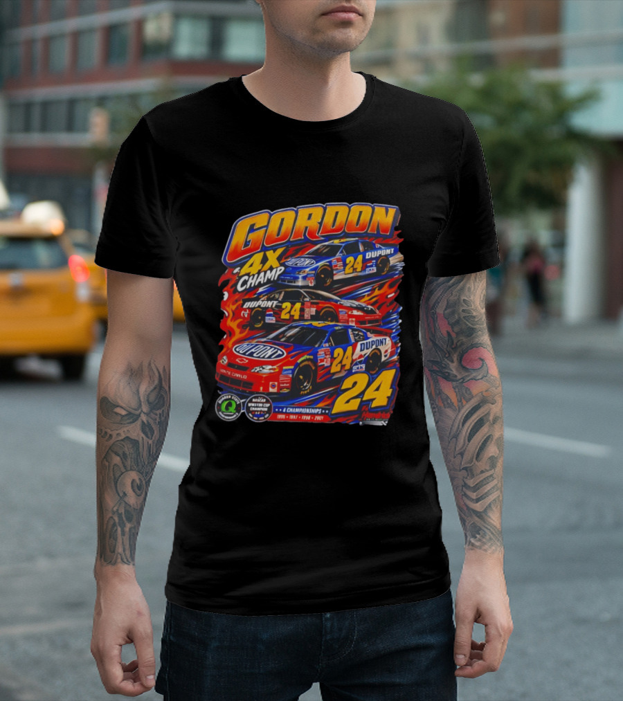 Gordon 4X Champ Number 24 Dupont Racing Car 4 Championships T-Shirt