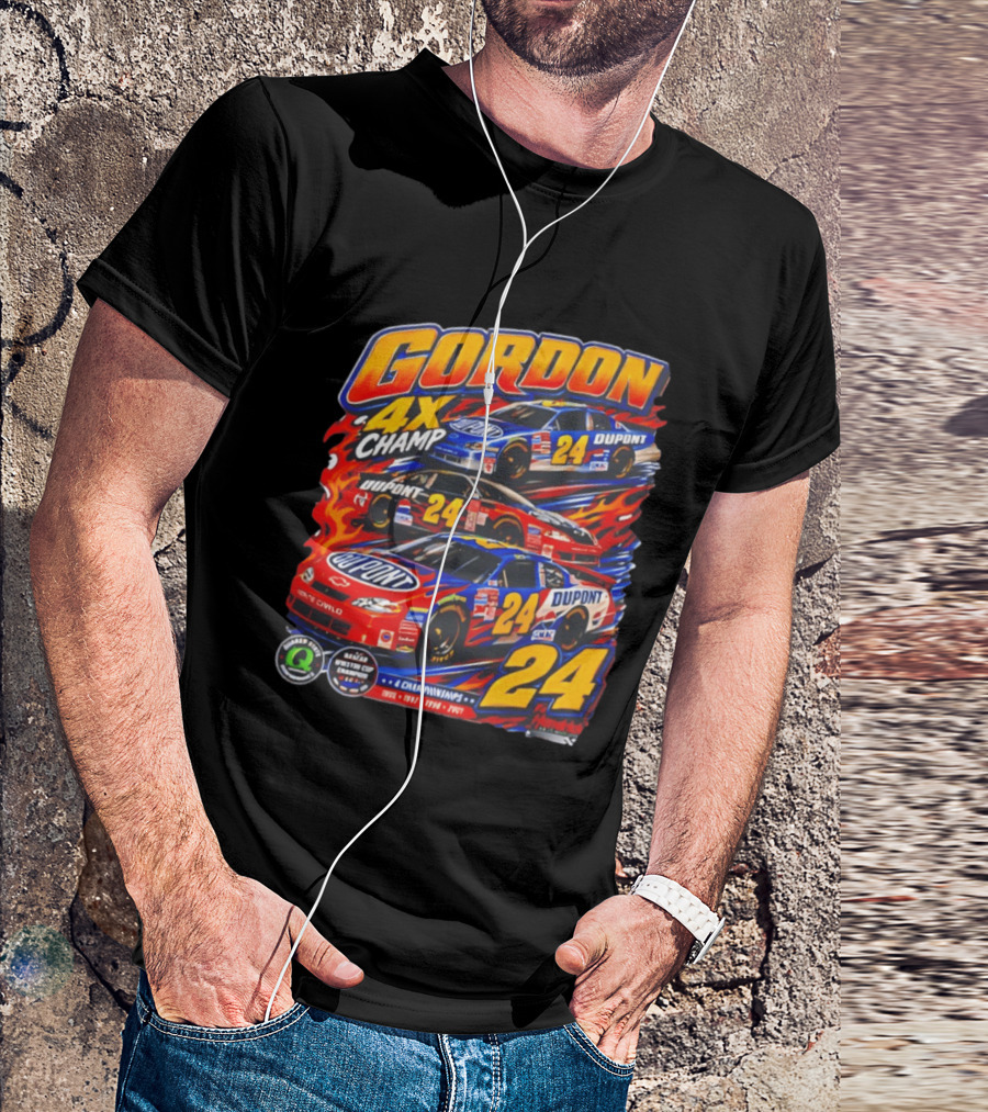 Gordon 4X Champ Number 24 Dupont Racing Car 4 Championships T-Shirt