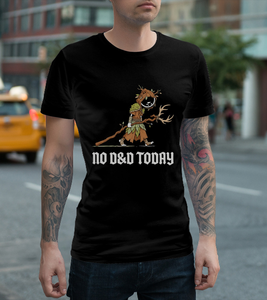 Druid Tree Costume Carrying Antler Staff No D&D Today T-Shirt