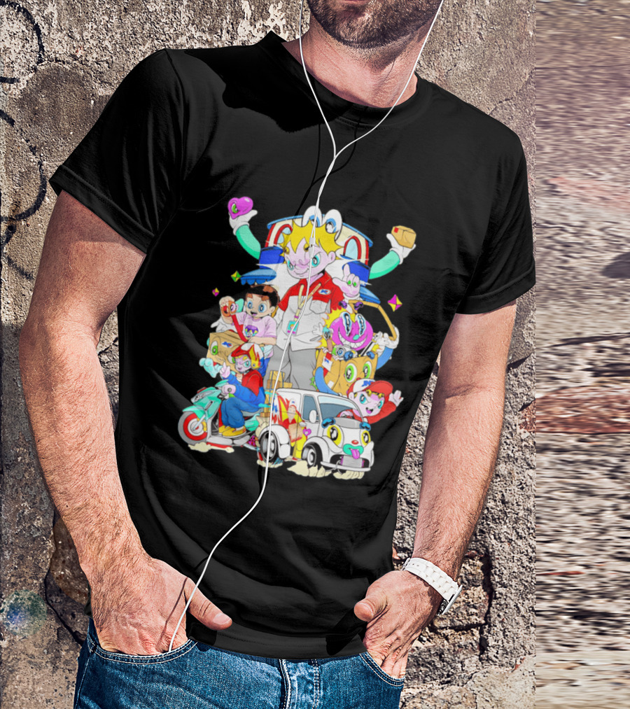 JNE Express Delivery Cartoon Characters And Van Fun Anime T-Shirt
