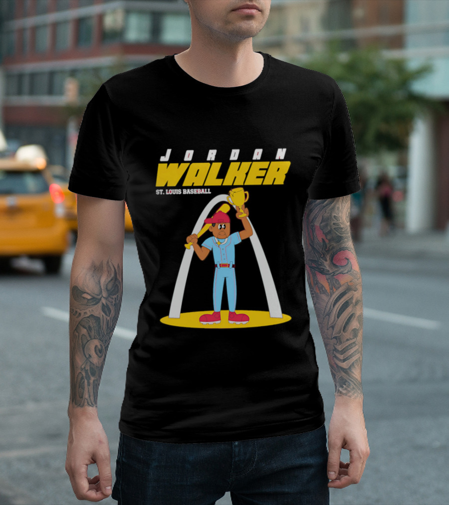 Jordan Walker St. Louis Baseball Animated Trophy Celebration T-Shirt