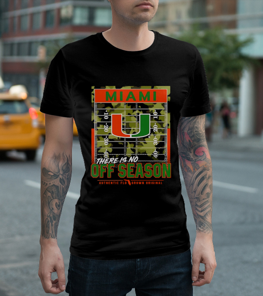 Miami Hurricanes U No Off Season Football Field Camo T-Shirt