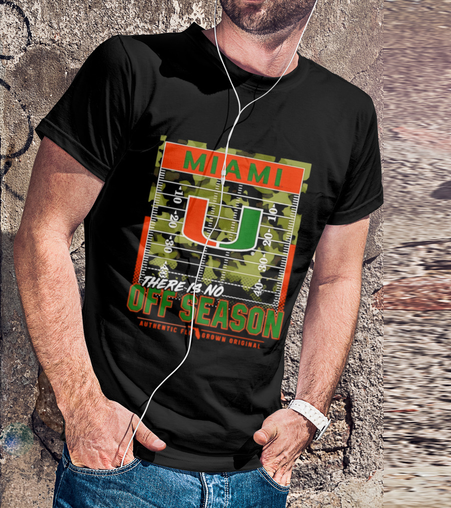 Miami Hurricanes U No Off Season Football Field Camo T-Shirt