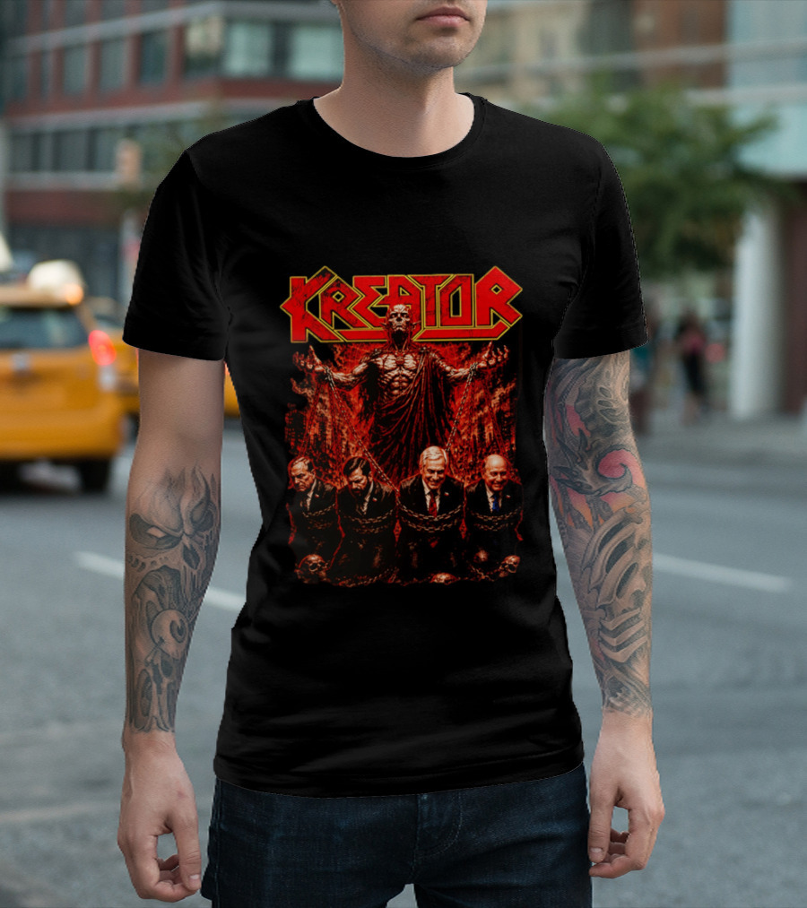 Kreator Devil Symbolism With Chilean Politicians Bound In Chains T-Shirt