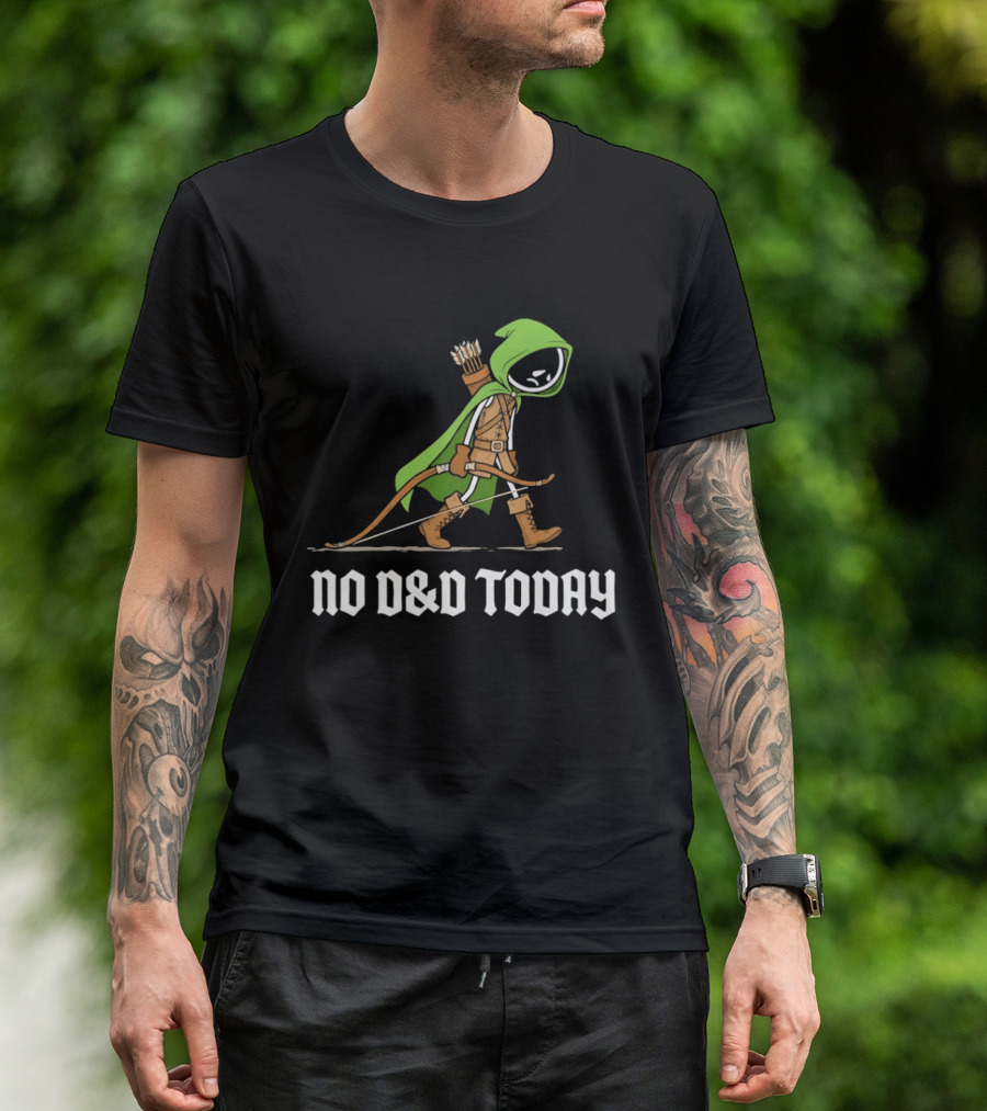 No D&D Today Ranger Cartoon Archer Green Hood Bow And Arrows T-Shirt