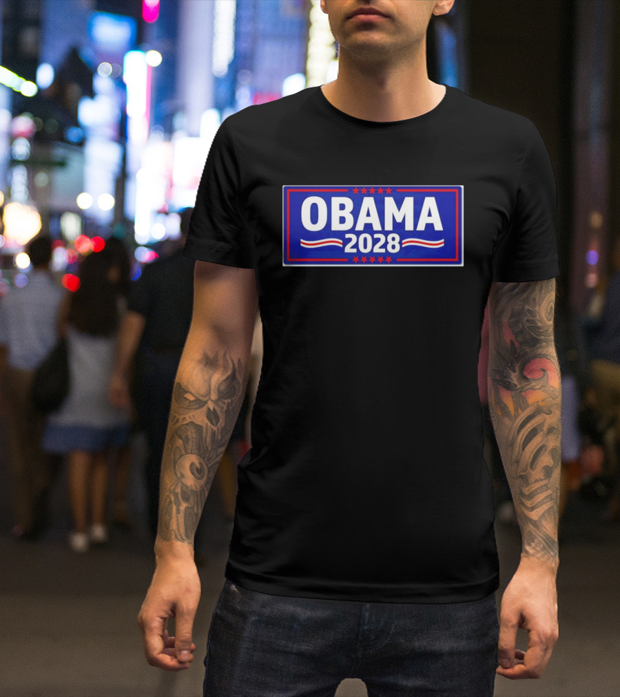 Obama 2028 Stars Stripes Political Campaign T-Shirt