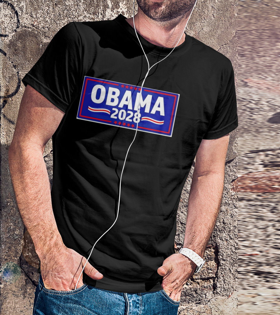 Obama 2028 Stars Stripes Political Campaign T-Shirt