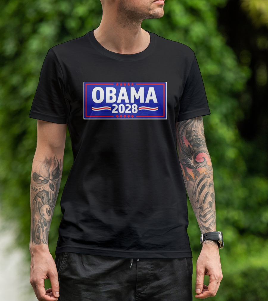Obama 2028 Stars Stripes Political Campaign T-Shirt