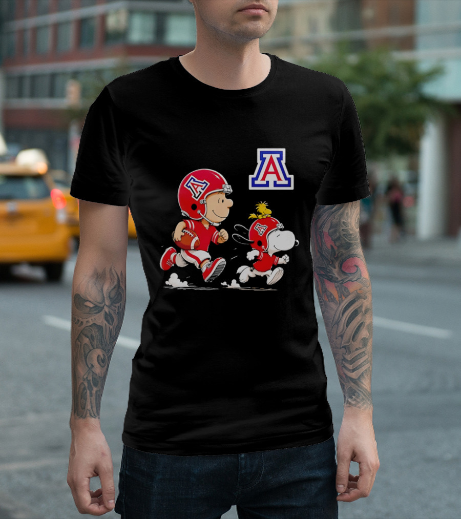 Peanuts Characters Football Arizona Wildcats Team Helmets And Jerseys T-Shirt