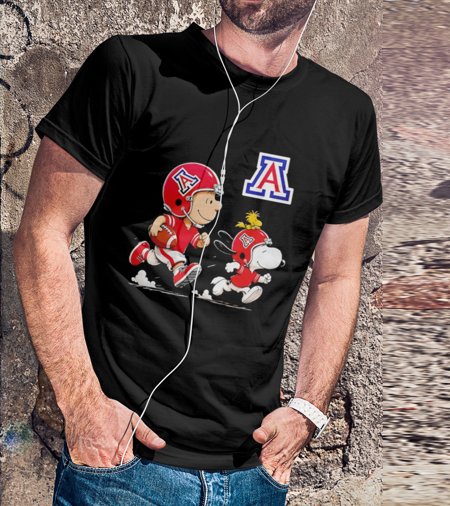 Peanuts Characters Football Arizona Wildcats Team Helmets And Jerseys T-Shirt
