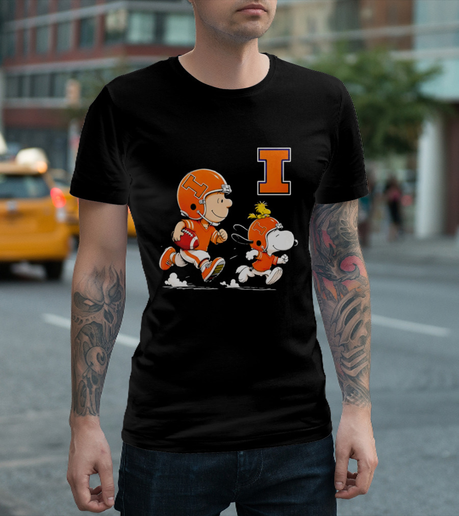 Charlie Brown Snoopy Football Running Letter I Peanuts T-Shirt