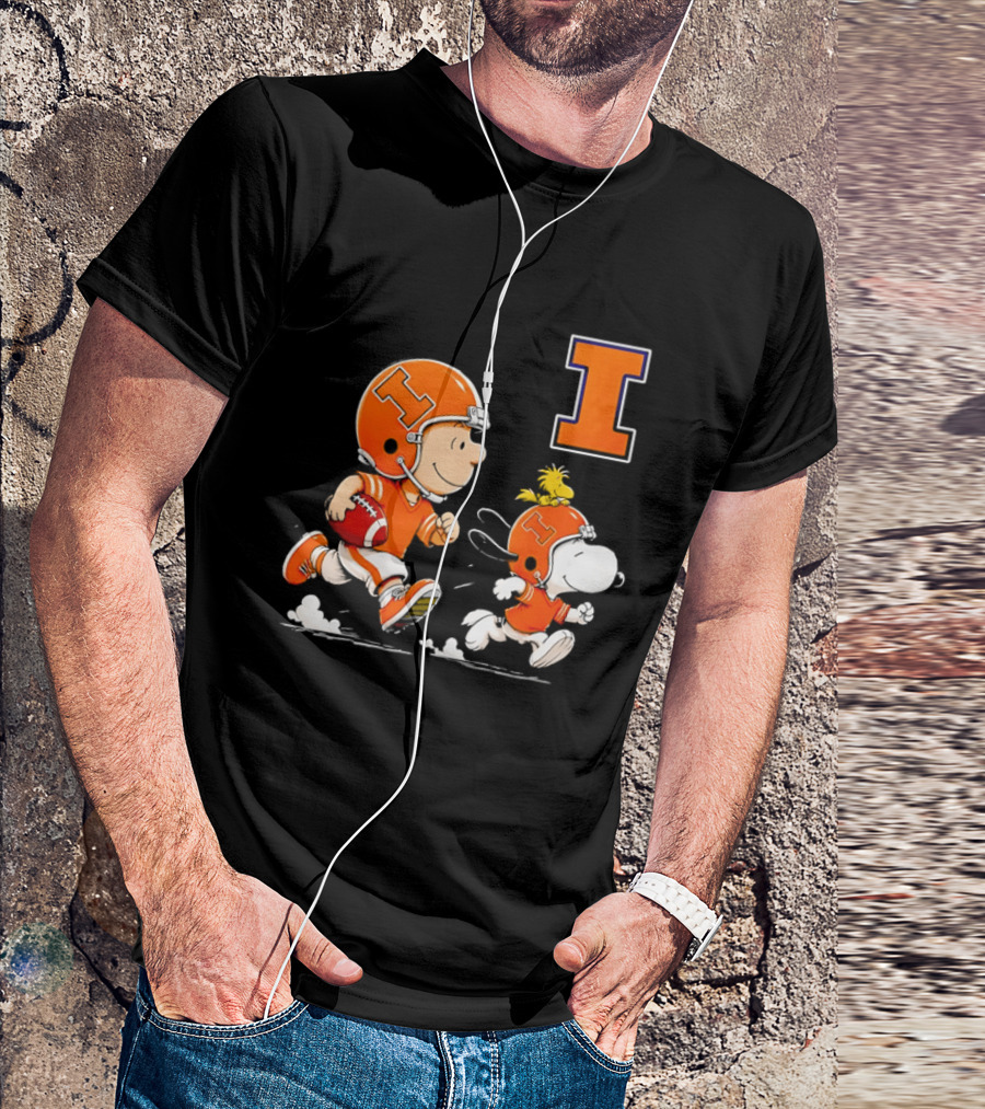 Charlie Brown Snoopy Football Running Letter I Peanuts T-Shirt