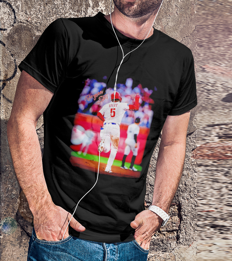Philadelphia Phillies Bryson Stott 5 Baseball Game Action T-Shirt