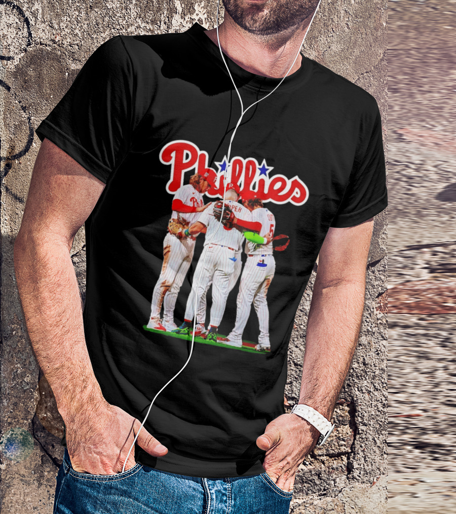 Philadelphia Phillies Team Huddle Harper '26 Baseball Collaboration T-Shirt