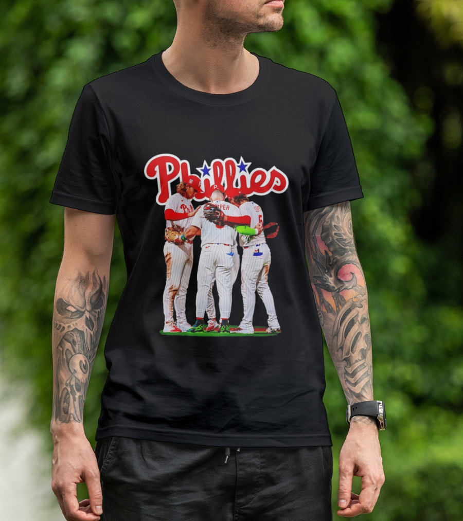Philadelphia Phillies Team Huddle Harper '26 Baseball Collaboration T-Shirt