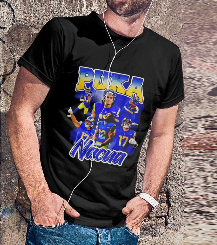 Puka Nacua Los Angeles Rams 17 Football Player Collage T-Shirt