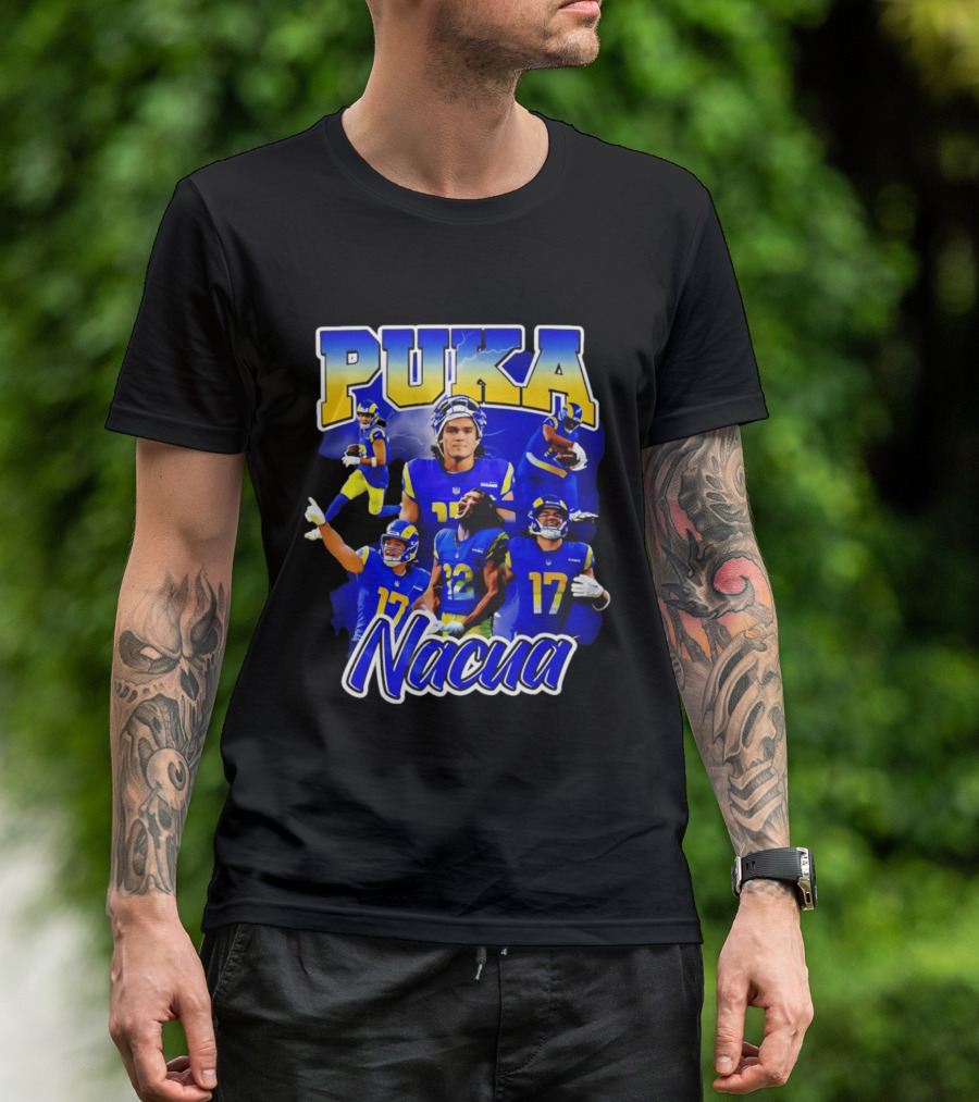 Puka Nacua Los Angeles Rams 17 Football Player Collage T-Shirt