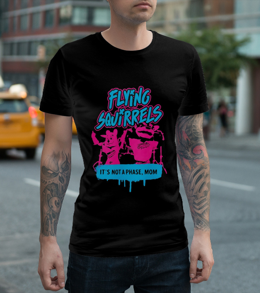 Richmond Flying Squirrels It's Not A Phase Mom Neon Squirrel Characters T-Shirt