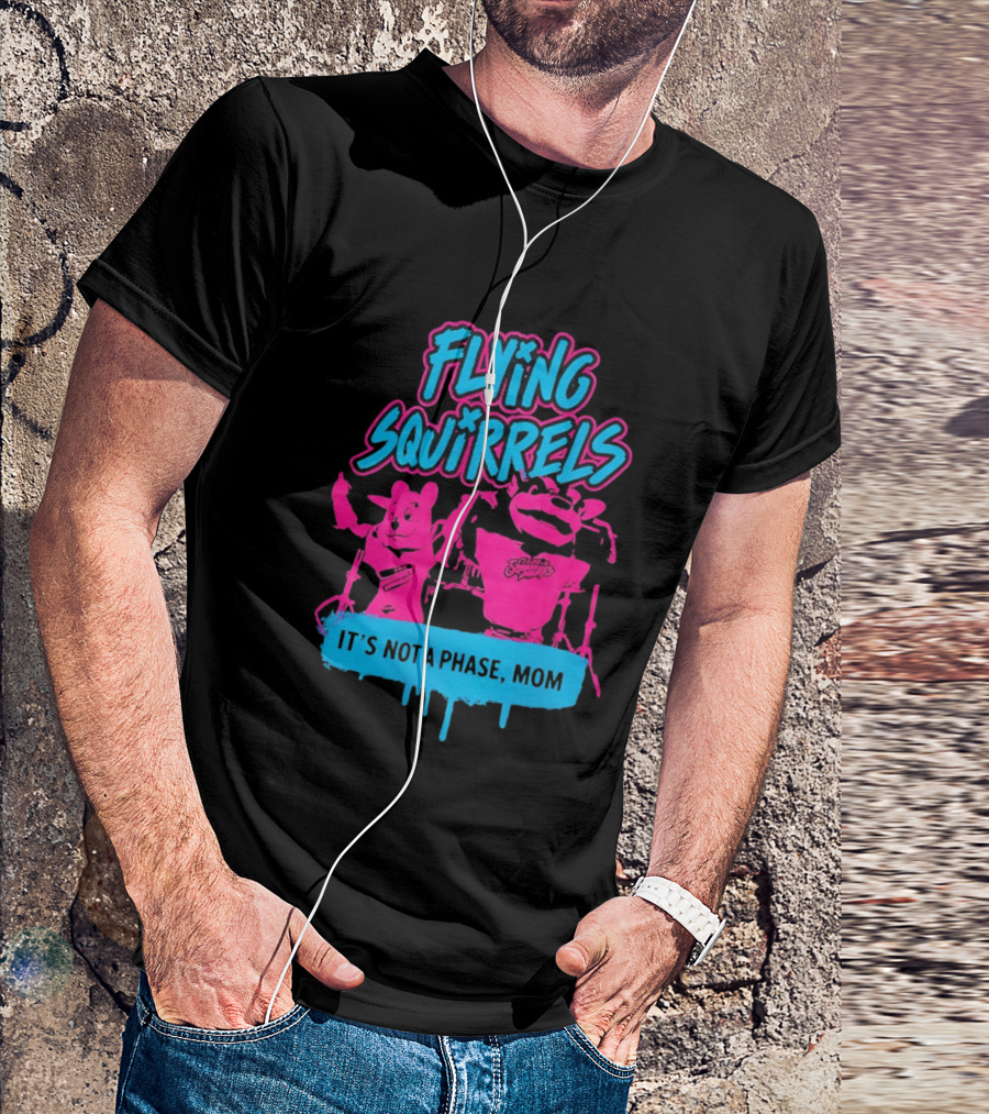 Richmond Flying Squirrels It's Not A Phase Mom Neon Squirrel Characters T-Shirt