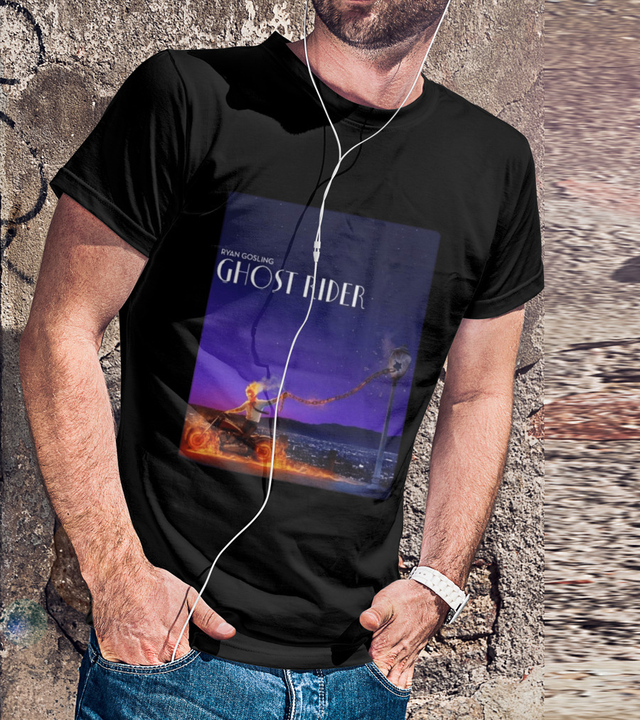 Ryan Gosling Ghost Rider Meets La La Land Lamppost Scene T-Shirt