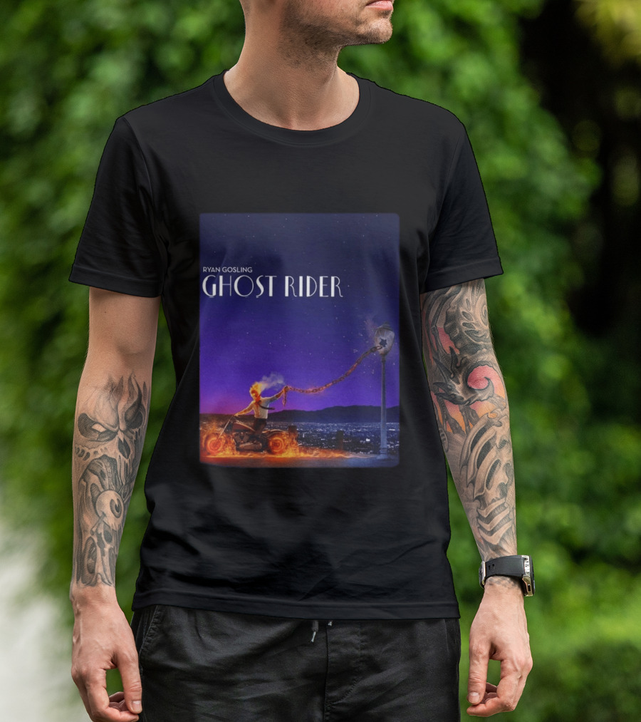Ryan Gosling Ghost Rider Meets La La Land Lamppost Scene T-Shirt