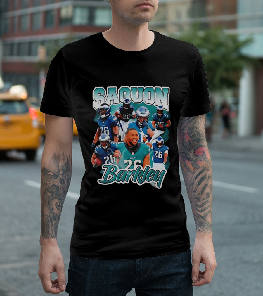 Saquon Barkley Eagles Number 26 Player Collage T-Shirt