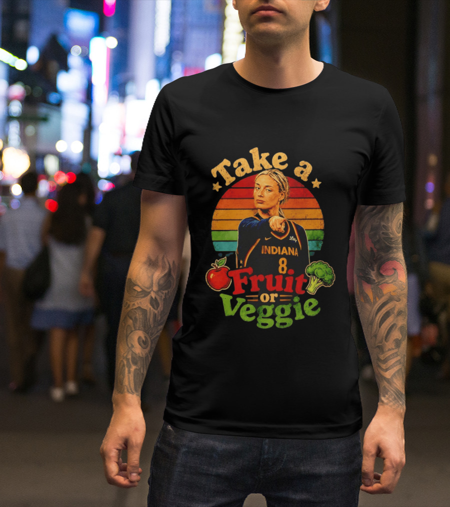 Sophie Cunningham Indiana Fever Take A Fruit Or Veggie Rainbow Stripes T-Shirt