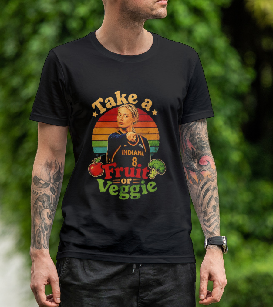 Sophie Cunningham Indiana Fever Take A Fruit Or Veggie Rainbow Stripes T-Shirt