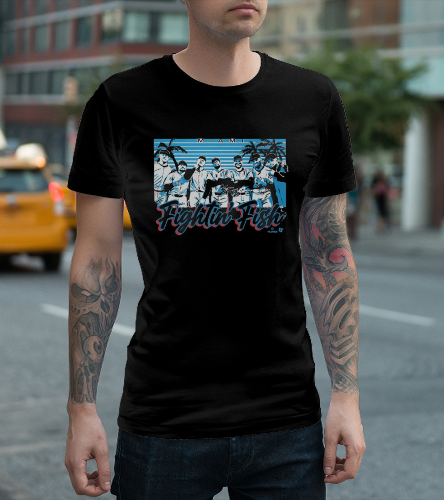 Miami Fightin' Fish Baseball Team Palm Trees T-Shirt