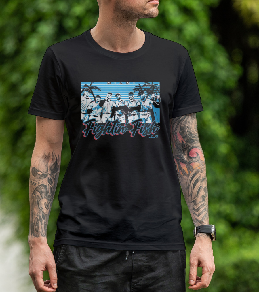 Miami Fightin' Fish Baseball Team Palm Trees T-Shirt