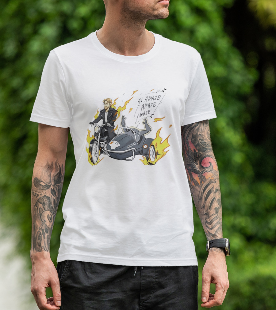 Amaze Amaze Amaze Ghost Rider Motorcycle Sidecar Flames T-Shirt