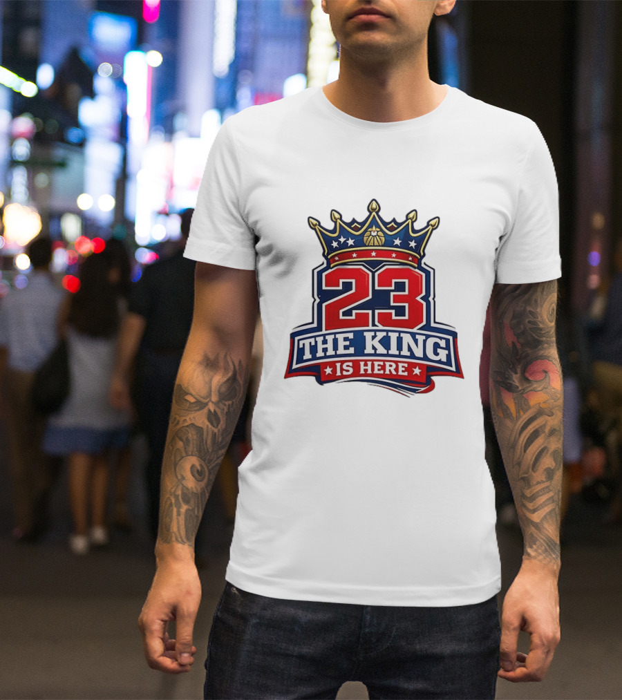 LeBron James 23 The King Is Here Crown Philadelphia 76ers NBA T-Shirt