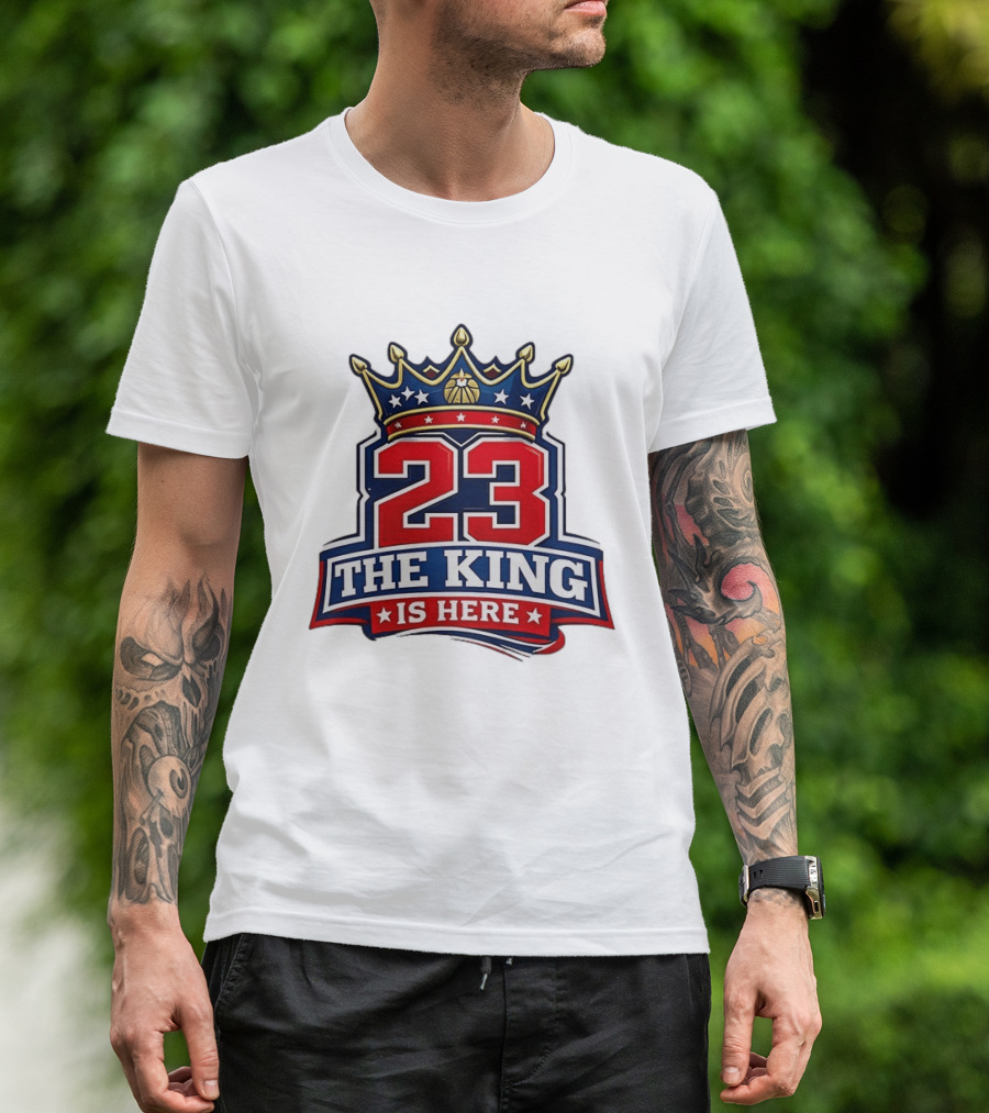 LeBron James 23 The King Is Here Crown Philadelphia 76ers NBA T-Shirt