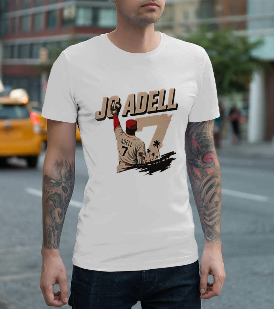 Los Angeles Angels Jo Adell Number 7 Baseball Sports Palm Trees T-Shirt